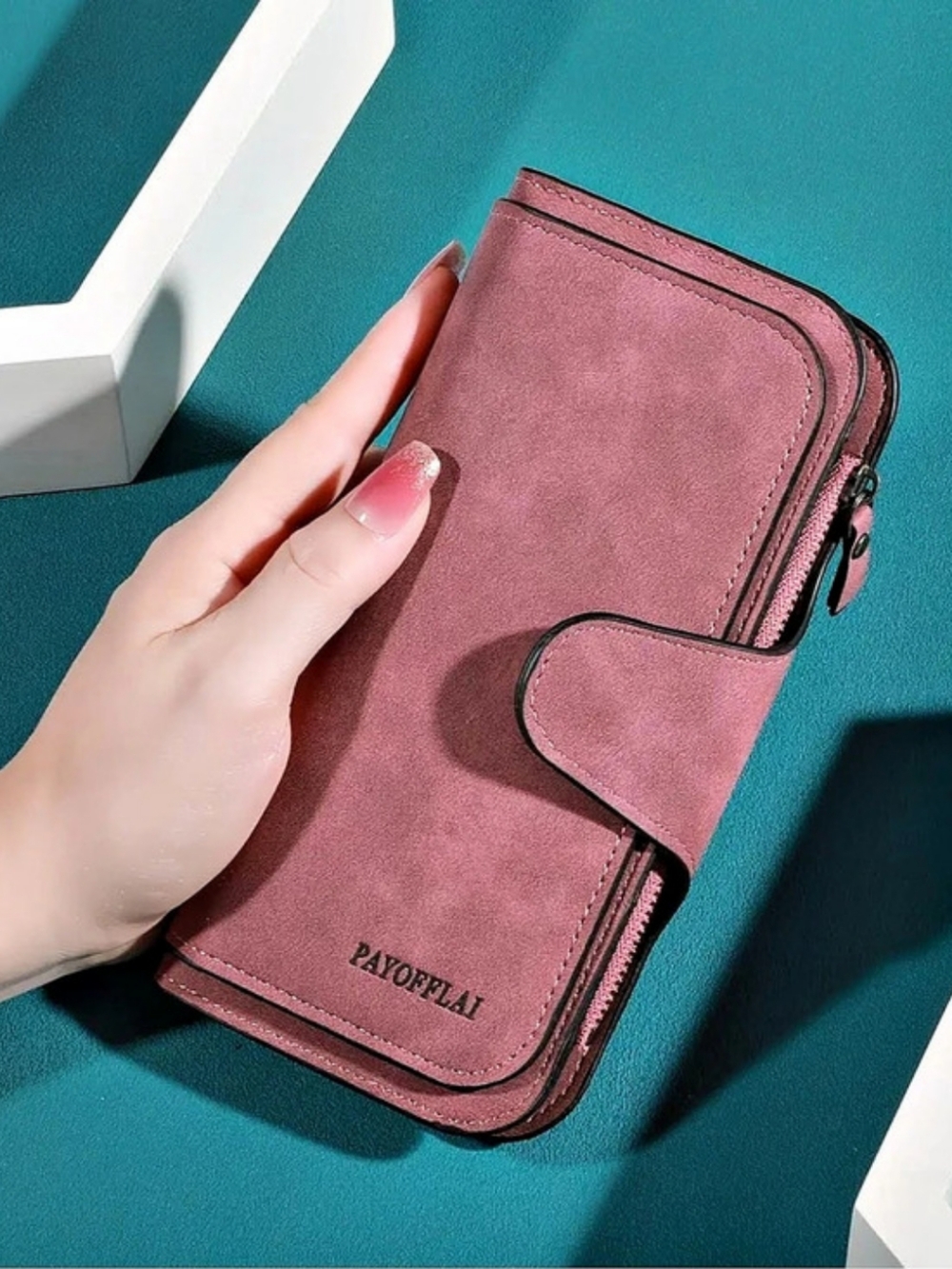 NWOT PAYOFFEAI Zip Around Wallet in Pink Like New.